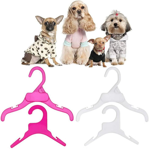 Pet Clothing Hanger, 10PCS Plastic Anti-Skid Dog Puppy Cat Clothes Clothing Rack for Small Animals (Pink, S...