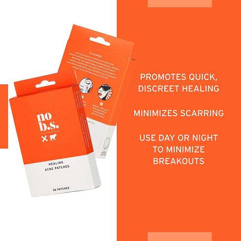No BS Healing Acne Patches - Hydrocolloid, Acne Spot and Pimple Treatment to Prevent Acne Scars. Invisible On All Skin Tones (1 BOX of 36ct). Incl...