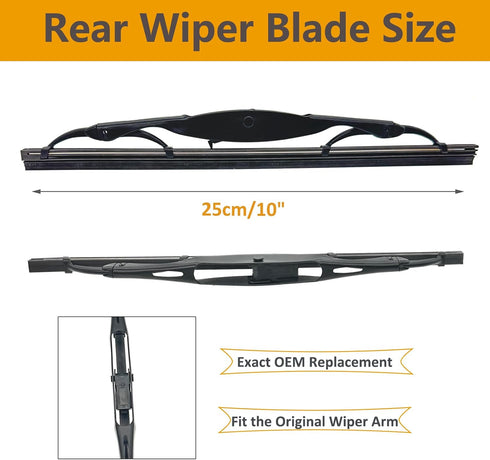 2 Pack Rear Wiper Blades for Jeep Compass 2007-2017 / Jeep Patriot 2007-2017 / Chevrolet Trax 2013-2022 / Ford Escape 2001-2007 / Honda CR-V 2002-...