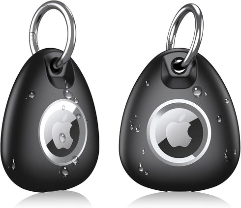 2 Pack IPX8 Waterproof Airtag Keychain with Airtag Holder Case,Full Body Shockproof,Anti-Scratch Cover Air tag for Cat,Dog,Keys,Luggage,Wallet(Bla...