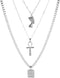 HUJUON 3-Layer Nefertiti Pharaoh Necklace. Punk Gold Egyptian Queen Cross Pendant Necklace,Hip Hop African Women Men Girl's Jewelry...