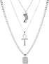 HUJUON 3-Layer Nefertiti Pharaoh Necklace. Punk Gold Egyptian Queen Cross Pendant Necklace,Hip Hop African Women Men Girl's Jewelry...
