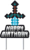 Mining Craft Pixel Gamer Gaming Birthday Cake Topper Video Game Mine Party...