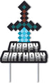 Mining Craft Pixel Gamer Gaming Birthday Cake Topper Video Game Mine Party...