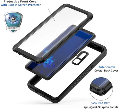 Lanhiem for Samsung Galaxy S9+ Plus Case, IP68 Waterproof Dustproof Case with Built-in Screen Protector, Rugged Full Body Shockproof Protective Ph...
