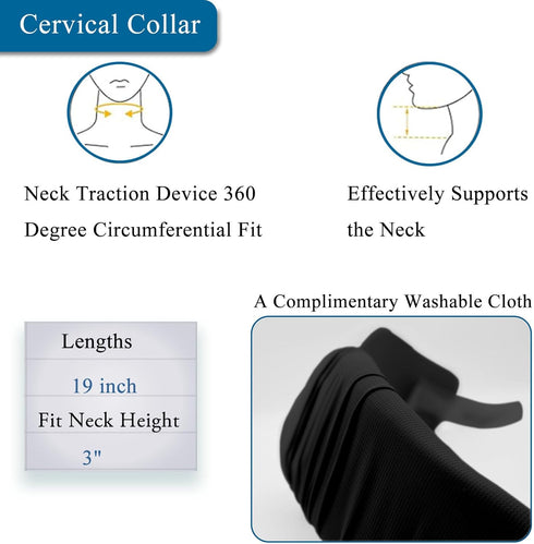 Neck Brace Neck Stretcher Cervical Collar for Neck Pain Relief and Improve Neck Tilt Neck Traction Device with Ice Silk Fabric and Soft Foam, Cerv...