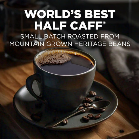 Maud's Half Caffeine Instant Coffee, 24 ct, 100% Arabica Coffee, Medium Roast, Instant Hot or Iced Coffee - Just add water...