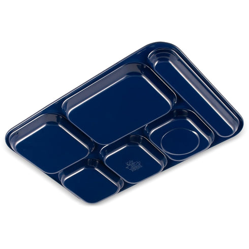 Carlisle FoodService Products Right Hand 6-Compartment Melamine Tray 14.5" x 10" - Dark Blue...