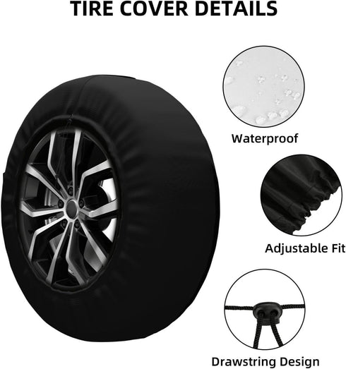 14 Inch Spare Tire Cover Weatherproof Sun Protection Wheel Tire Cover Universal Fit Trailers RV SUV Truck Camper Travel Compass...
