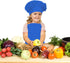 Kids Apron and Chef Hat Set, Adjustable Cotton Child Aprons with Large Pocket Blue Girls Boys Kitchen Bib Aprons for Cooking Baking Painting...