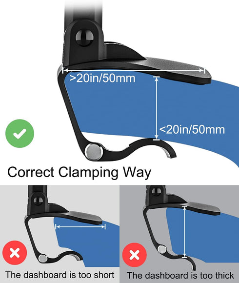 Dashboard Clip Car Phone Mount, woleyi Car Sun Visor & Rearview Mirror Clamp Phone Tablet Holder with Adjustable Arm for iPhone 14 Pro Max 13 12 1...