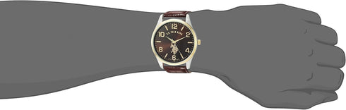 U.S. Polo Assn. Classic Men's USC50225 Watch with Brown Faux-Leather Strap...