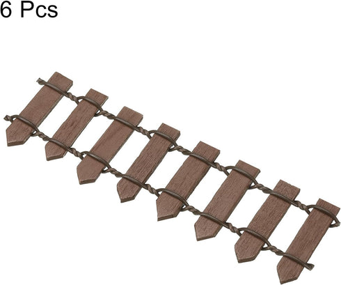 MECCANIXITY 6pcs 3.9 Inch Miniature Garden Fence, Mini Ornament Wood Picket Fence Decorative for Dollhouse Home DIY, Brown...