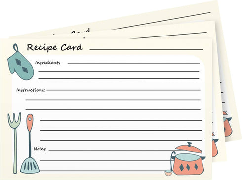 Premium Homey Kitchen Recipe Cards – Double Sided | Printed Thick and Sturdy 100Lb Cover Stock | 4" x 6" | 50 per Pack...