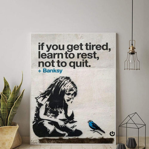 BANKSY Graffiti Wall Art “If You Get Tired Learn to Rest Not to Quit” Street Art Prints Girl Poster Modular Wall Art Canvas Paintings Pictures Hom...