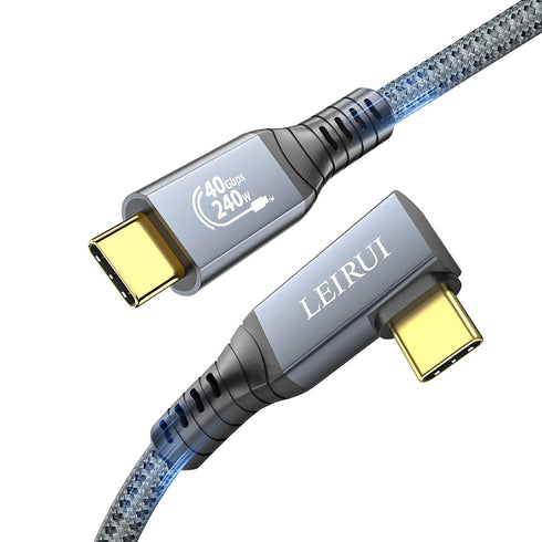 USB4 Cable for Thunderbolt 4 Cable Right Angle 40Gbps Data Transfer 8K HD Display Video Output, 240W USB C to USB C Fast Charging Cable Compatible...