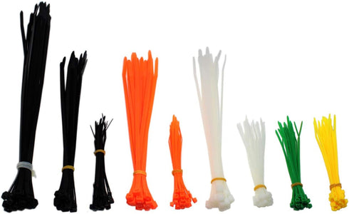 QualGear CT1-MC-200-P Self-Locking Cable Ties, Assorted, 200/Poly Bag, Green,black,yellow,orange...