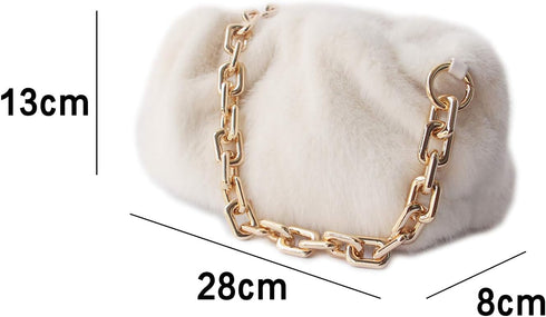 NAARIIAN dumpling fur bag Feather Tote Evening cloud bags Fuzzy Handbags Faux Fox Fur Purse for women...