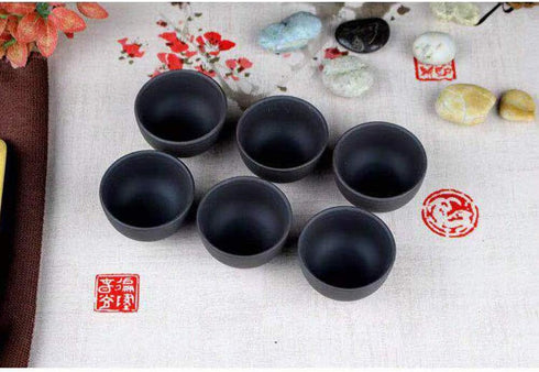 Chinese Tea Tasting Cup Purple Sand Cups Tiny Tasting Cup Mini Tea Cup Purple Sand Kung Fu Tea Cup Ceramic Cup Tea Bowl Cup Set of 6 Black...