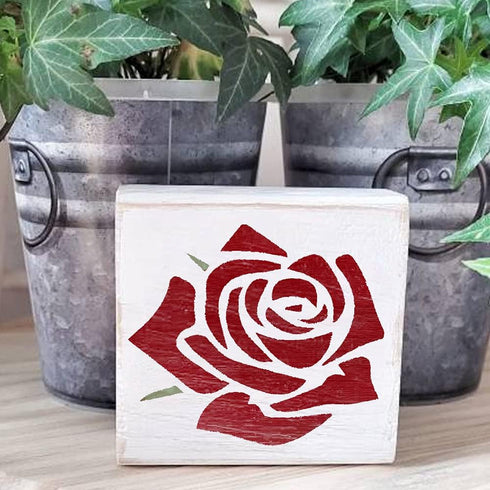 DLY LIFESTYLE Rose Stencil for Painting on Wood, Canvas, Paper, Fabric, Walls and Furniture - Rose Flower Stencil - 6x6 Inches - Reusable DIY Art ...