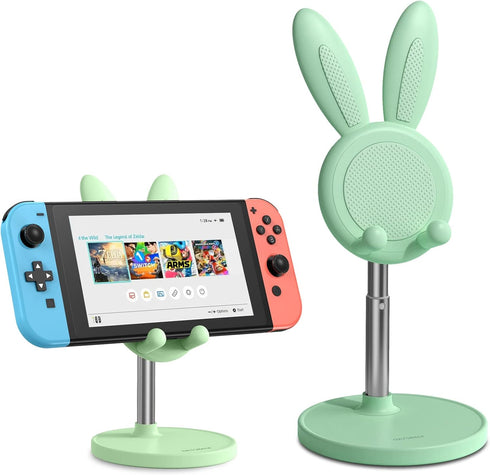 OATSBASF Cell Phone Stand, Adjustable Cute Bunny Phone Stand for Desk, Kawaii Phone Holder Stand, Compatible with All Mobile Phones, iPhone, Kindl...