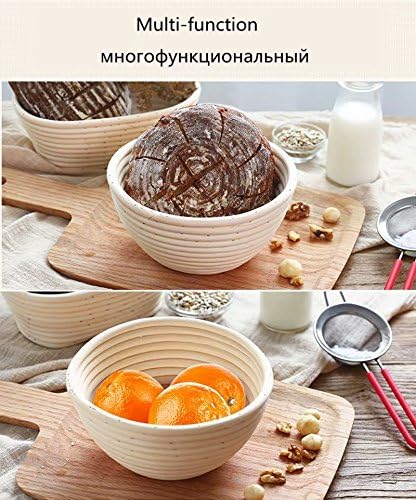 5 Inch Round Banneton Bread Proofing Basket 2 pcs Natural Rattan Cane Brotform Handmade& Linen Liner Cloth...