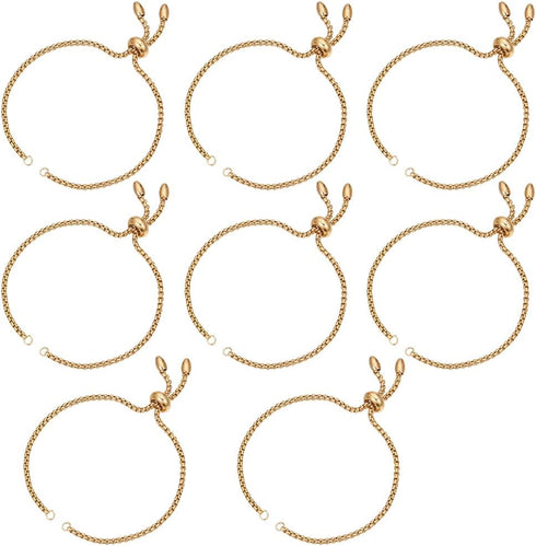 SUNNYCLUE 1 Box 8Pcs Adjustable Slider Bracelets Adjustable Slider Bracelet 304 Stainless Steel Slider Extender Chains Gold Slider Bracelets Bulk ...