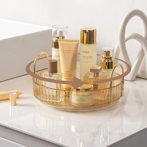 Lazy Susan Rotating Makeup Organizer for Vanity, High-Capacity Skincare Clear Make Up Storage Perfume Organizers Cosmetic Dresser Organizer Counte...
