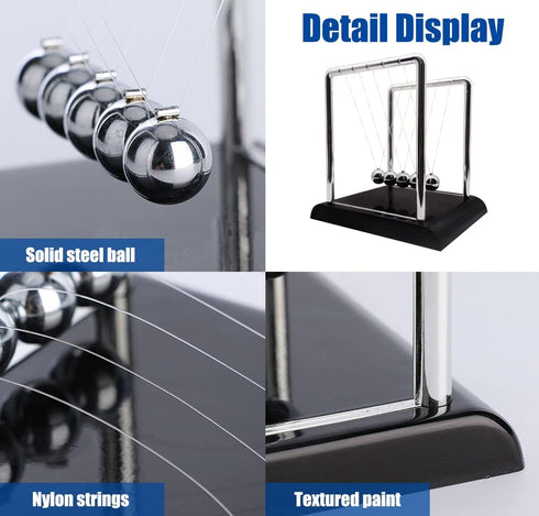 Newtons Cradle Balance Pendulum, Swinging Kinetic Balls, Fun Science Learning Accessories Physics Toy, Calm Down Fidgets Kit, Desk Toys for Stress...