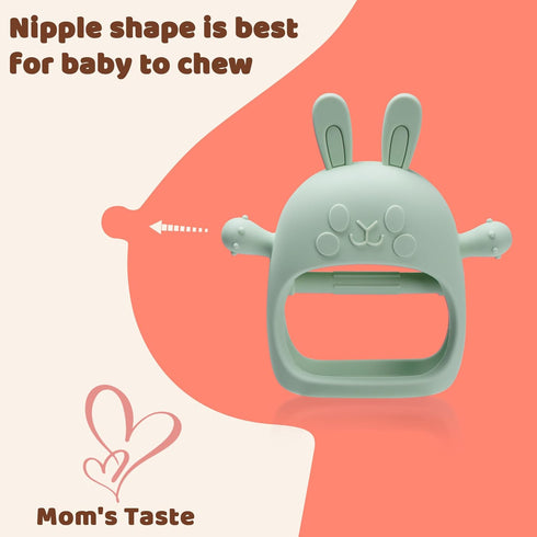 2 Packs Bunny Teething Toys for Babies 0-6 Months,Never Drop Teether for 6-12 Months,100% Food-Grade Silicone Teething Mitten for Babies,Teething ...