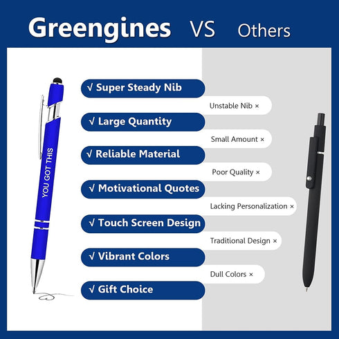 10 Pcs Inspirational Pens Bulk, Motivational Ballpoint Pen with Stylus Tip Funny Ink Pens in Bulk Inspirational Gifts for Women Coworkers Office S...