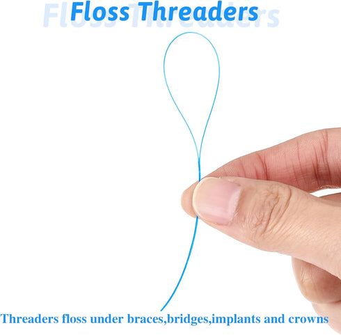 Dental Floss Threaders, 100 Count Deep Clean Floss Glide Threader Floss for Braces, Bridges, Implants, Nylon Loop Design, Easy to Use, Fresh Breat...