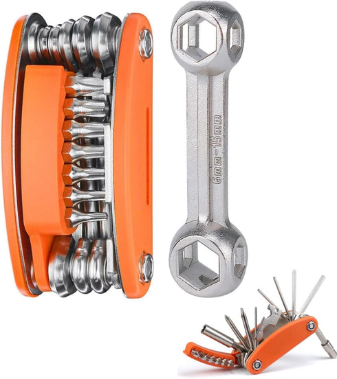 20 in 1 Bike Multitool with Bike Bone Wrench Portable Bicycle Repair Tool Kit Cycling Mechanic Multifunction Repair Tool Set Folding Metric Mainte...