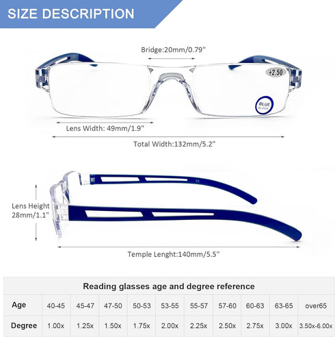 AQWANO 5Pack Rimless Reading Glasses Computer Blue Light Blocking Clear Frame Readers Anti Glare Filter Lightweight for Women Men,1.0...