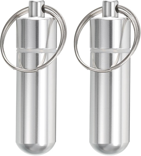 uxcell Toothpick Holder, 2Pcs - Aluminum Alloy Portable Toothpick Case, Waterproof Toothpick Holder Pocket with Keychain for Outdoor Picnic Campin...