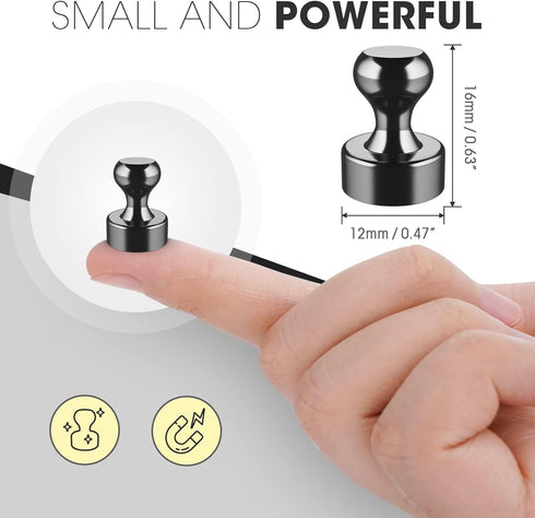 Grtard 48 Pack Black Magnetic Push Pins, Fridge Magnets for Whiteboard, Whiteboard Magnets Refrigerator Magnets, Small and Strong Push Pin Magnets...