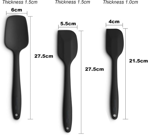 Silicone Spatula 3-piece Set, Ergonomic Handle High Heat-Resistant Spatulas, Non-stick Rubber Spatulas with Stainless Steel Core, Black...