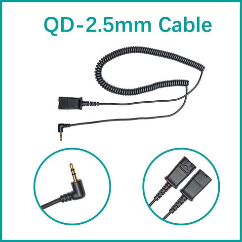 daily headset 2.5mm Quick Disconnect Coil Cable Compatible with Plantronics QD Work with Cordless or Cell Phones Which Have a 2.5mm Port...