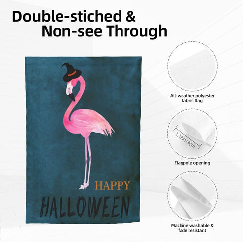 Mr.Tom Flamingo Halloween Garden Flag 12x18 inch Double Sided Yard Flag Halloween Decorations Outdoor Holiday Decor Halloween Party Home Garden De...