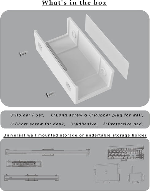 Under Desk Laptop Holder Macbook Drawer Mount for Keyboard & Small Devices Also Fit for Cable Box Wall Mount Tray Organizer Like Routers, Modems, ...