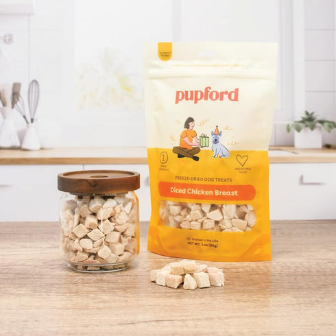 Pupford Freeze Dried Chicken Breast Treat for Dogs & Puppies - Healthy, Natural, Single Ingredient Dog Treats - Made in USA (3 oz)...
