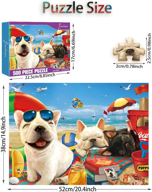 500 Pieces Jigsaw Puzzle for Adults and Kids Big Size Gift Idea Happy Dog (Sunbath 1)...