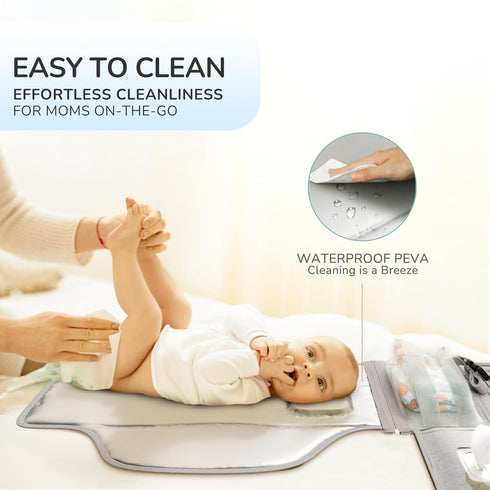 Portable Diaper Changing Pad for Baby, Detachable Travel Changing Pad with Baby Wipes Pocket, Gifts for Baby Shower, Newborn Girls and Boys (Grey)...