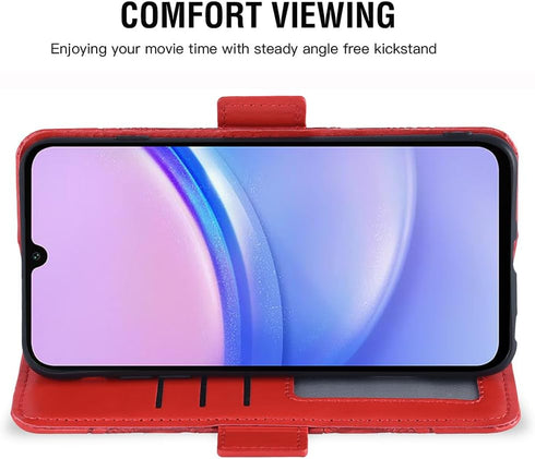 Asuwish Phone Case for Samsung Galaxy A15 5G Wallet Cover with Tempered Glass Screen Protector and Leather Flip Credit Card Holder Stand Lanyard W...