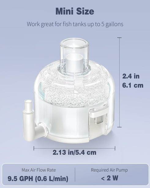 Pawfly Mini Aquarium Sponge Filter, Small Fish Tank Internal Filter with Foam and Air Stone Submersible Bio Sponge Filter for Fish Tanks up to 5 G...