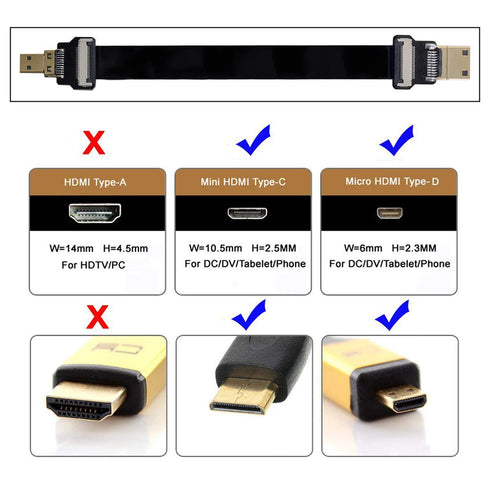 xiwai JSER-Brands CYFPV Mini HDMI Male to Micro HDMI Male Extension FPC Flat Cable 1080P for FPV HDTV Multicopter Aerial Photography (0.5M)...
