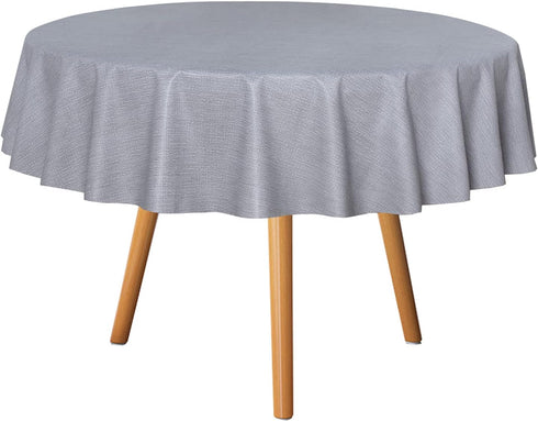 sancua 100% Waterproof Round PVC Tablecloth - 60 Inch - Oil Proof Spill Proof Vinyl Table Cloth, Wipe Clean Table Cover for Dining Tables, Buffet ...