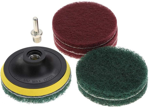 Drill Brush Power Scouring Pads, 4in 100mm Drill Power Brush Tile Scrubber Scouring Pads Cleaning Kit, Drill Attachment Cleaner Tool with Shaft...