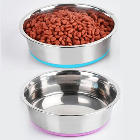 5mm Thick Stainless Steel Dog Bowls, Non-Slip with Silicone Base Cat Dishes, 2 Cups Food Grade BPA Free, Less Sliding, Premium Water and Food Pat ...