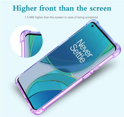 for OnePlus Nord N200 5G Case with Tempered Glass Screen Protector, Cute Clear Gradient Slim Shockproof TPU Back Phone Protective Cover for OnePlu...